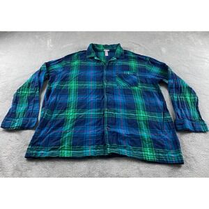 Wondershop Mens XL Blue Green Plaid Flannel Pajama Top Button Down Sleep Shirt